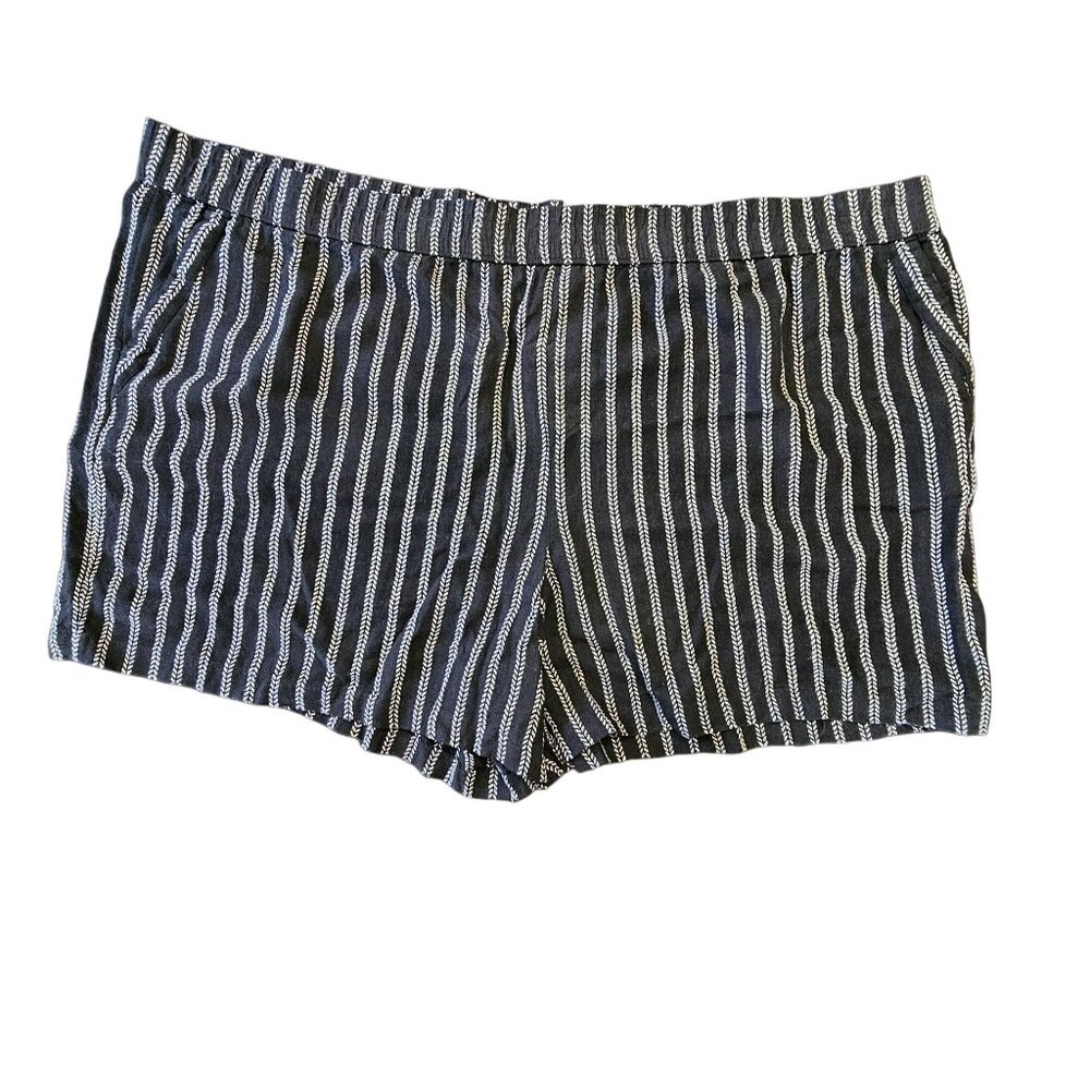 Nwt Sonoma Linen Blend Black Striped Mid Rise Mid thigh sz 4X